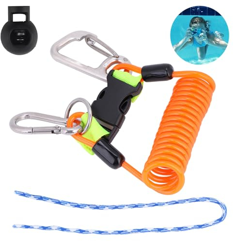 Frdhee Spiralkabel Tauchen, Anti-verloren Feder Spule Lanyard Spiralkabel Tauchen Kamera mit Schnellspanner für Unterwasserkamera, Schnorcheln Anti Leine Gurtband, Boot, Angeln, Outdoor
