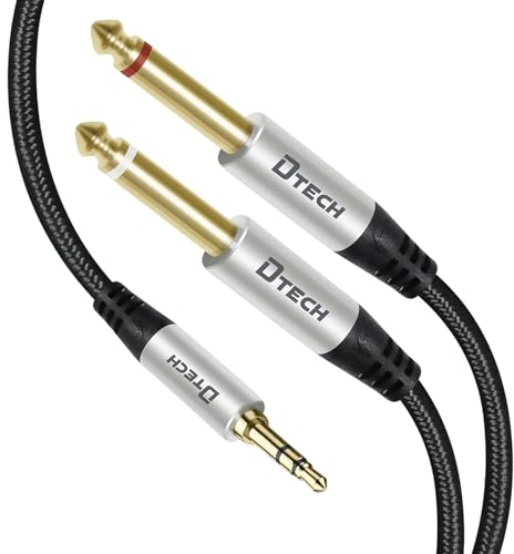 DTECH 3,5 mm auf 1/4 Adapter Audio-Stereo-Kabel TRS 1/8 auf Dual Quarter Zoll TS 6,35 mm Y-Splitter Gitarre AMP Aux-Kabel (1.5M)