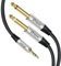 DTech Cavo audio stereo da 3,5 mm a 1/4 TRS da 1/8 a Dual Quarter pollici TS 6,35 mm splitter Y per chitarra AMP cavo AUX (1,5 m)
