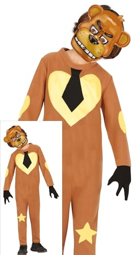 FIESTAS GUIRCA | Kids' Robot Bear Costume (Ages 10-12) - Jumpsuit and Mask - Inspired by Films, Video Games, Halloween, Carnival, Oktoberfest, Fancy Dress Parties - Boys - Brown