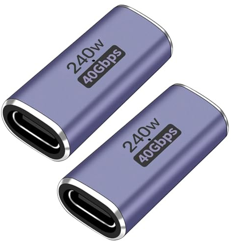 Raykce 2 Pack USB C Female to Female Adapter 40Gbps Data Transfer | 8K@60Hz Video Display 240W Power Delivery Compatible with USB4 Thunderbolt 3/4 Macbook iPad USB C Devices