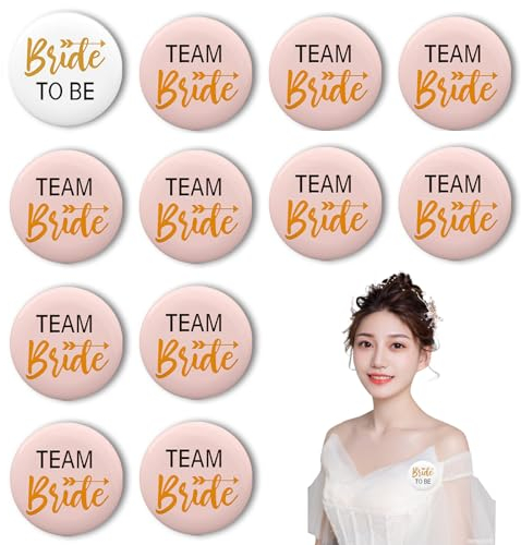 ALEGRE® 12 Stk Braut Button Set, Team Bride Buttons Anstecker, Junggesellenabschied Frauen Accessoires, Hochzeit, Engagement Feiern (Rosa)