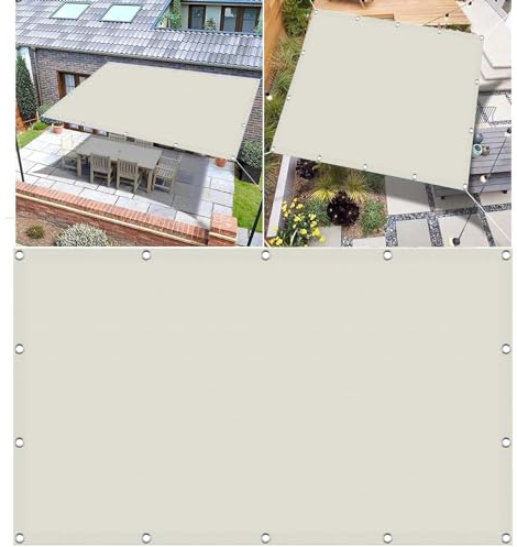 Sonnensegel Wasserdicht 3 x 6 m 98% Uv-Block Sonnenschutz Windschutz Sonnensegel Viereckig mit Und Kordel Und Ösen für Terrasse, Garten, Balkon, Camping, Beige