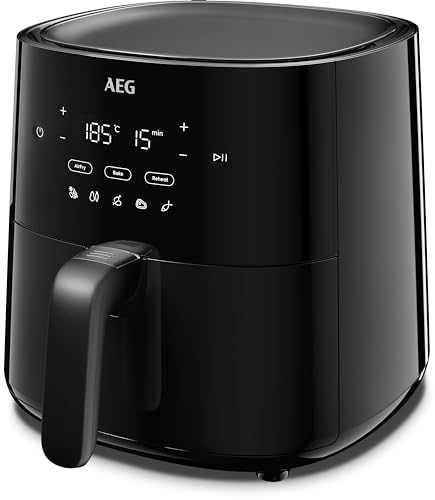 AEG AAF3B Friggitrice ad aria senza olio, 3,3 l, Airfryer con 8 programmi automatici, frie, cottura e gratina, funzione di preriscaldamento, touch screen, adatto per lavastoviglie, nero