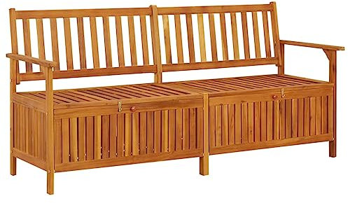 Hommdiy Akazie Massiv Truhenbank Holzbank Sitzbank Flurbank Gartenbank Bank 170 x 63 x 84 cm,Akazien-Massivholz mit Ölfinish