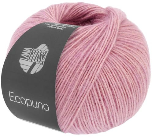 LANA GROSSA Ecopuno | Edle Netzgarnstruktur aus Baumwolle gefüllt mit Merino/Alpaka | Handstrickgarn aus 17% Schurwolle & 11% Alpaka Wolle | 50g Wolle zum Stricken & Häkeln | 215m Garn FB 208