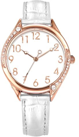 Comtex Montre pour Femme avec Tous Les Chiffres Arabes et Un Cadran Facile à Lire, avec Un boîtier en Or Rose incrusté de Diamants en Cristal, Montre Tendance et élégante, Rose Gold, Moderne