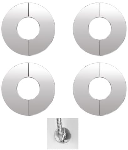 TTQiAnJ 4 Pcs Divididas de Acero lnoxidable Cromado para Valvula,autoadhesivas Embellecedor Radiador Grifos,DiáMetro Interior 42mm para grifos, tuberias, plato de ducha