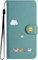 Nbziyoo Lovely Cats Phone Case for iPhone 15 Pro Max,Cute Cats/Sun Flip Wallet Case with Card Slots, Premium Magnetic PU Leather Cover for iPhone 15 Pro Max,Green