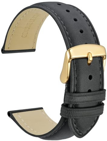 WOCCI 22mm Vintage Leder Uhrenarmband für Herren und Damen, Schließe Gold (Dunkelgrau)