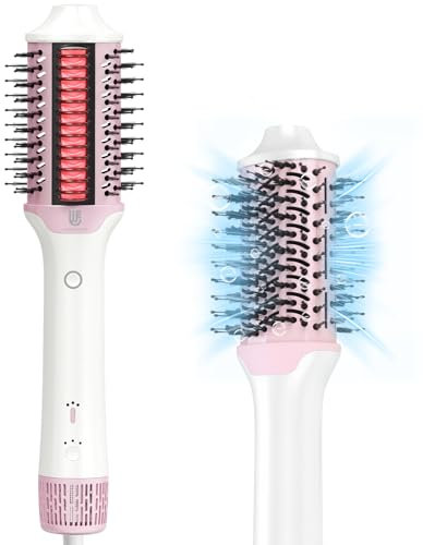 Webeauty [Dual Mode] Föhnbürste & Glättbürste, [4 in 1] Hohe Geschwindigkeit Warmluftbürste 110.000 U/min,schnelles Trocknen, Volumisieren, Glätten, Rundbürstenföhn (Rosa)