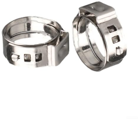 25PCS Stainless Steel Single Ear Stepless Hose Clamps, Stepless Single Ear Hose Clamps, For Sealing Various Hoses, Clamp Cinch Rings Fuel Line Clip(9.5MM)