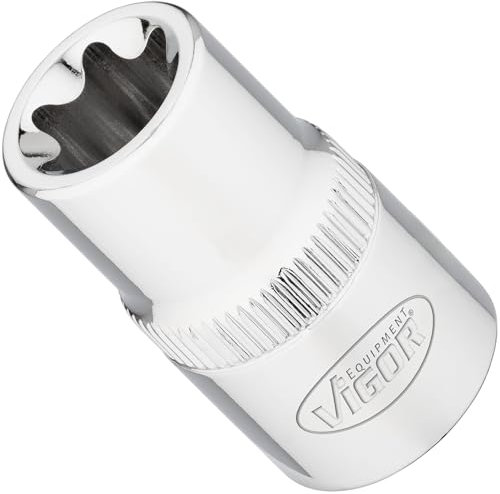 ViGOR V2734N Douille Torx, ouverture de clé E16, 1/2 pouce (12,5 mm) entraînement carré, profil E, longueur 38 mm, outil pour travaux précis'.