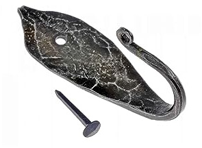 Pera Peris Handgeschmiedeter Wandhaken in Blattform wie im Mittelalter mit Nagel/Hängehaken/Garderobenhaken/Wandhalterung/Kleiderhaken/LARP Wikinger/Lagerleben/geschmiedet