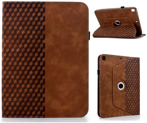 TEDTIKJT Coque pour iPad 9./8./7. Generation 10.2 2021 2020 2019 Étui Housse Flip Rotating Tablette Protection Étui PU Cuir 360°Rotatif Multi-Angle Stand Coque Portefeuille Housse,Brun