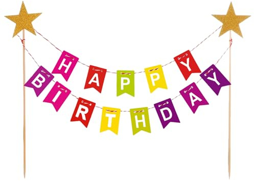 Happy Birthday Tortendeko,Alles Gute Zum Geburtstag Kuchen Topper Bunting Set,Regenbogen Dekorationen,Cake Toppers,Kuchendekoration,für Kinder Mädchen Geburtstagsfeier Und Cupcake Liefert Dekoration