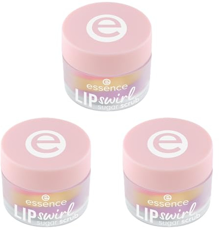 essence LIP swirl sugar scrub, Lippenpeeling, Nr. 01, Mehrfarbig, pflegend, natürlich, vegan, ohne Parabene, ohne Mikroplastikpartikel, Nanopartikel frei, 3er Pack (3x8g)