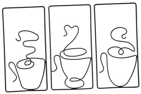 Amosfun 3pcs Metal Coffee Cup Wall Art Retro Iron Sign for Kitchen Tea Coffee Bar Vintage Style Decor