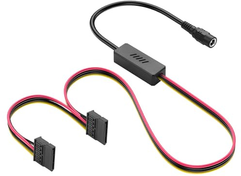SinLoon DC5525 a SATA IDE - Cable de alimentación de disco duro DC 5,5 x 2,5 mm hembra a SATA hembra con regulador de voltaje reductor (1 a 2)