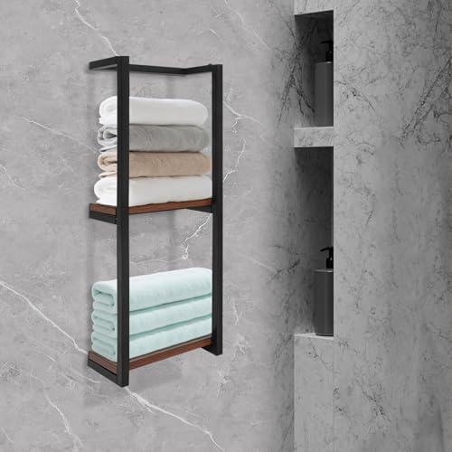 Toallero | Toallero de Pared | Estante para Toallas de baño | Estante de baño | Ahorra Espacio | Negro