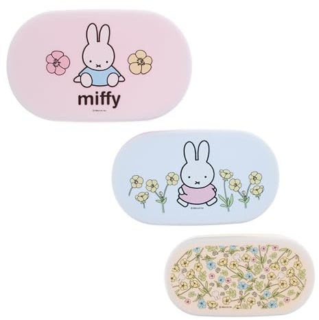 Miffy Storage Pots | Set of 3 Cute Bunny Containers with Floral Design | Durable & Reusable Plastic | Ideal for Snacks, Lunch & Organizing | Official Miffy Kitchenware, Gifts & Accessories