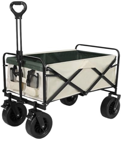Tragbarer faltbarer Camping-Trolley, Outdoor, Handwagen, kompakter Zugstangenanhänger, leicht, faltbar, für Reisen und Einkaufen (schwarz)