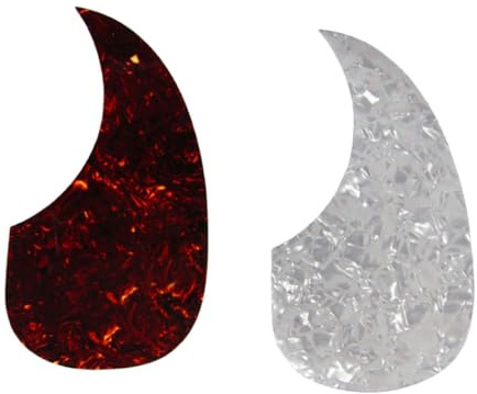 MAGICLULU 2 Stück Teiliges Folk Guitar Pickguard Selbstklebend Kratzfestes Gitarrenschutz sticker Geeignet für Akustikgitarre Weiße Perlmutt Dunkelbraune Schildpattfarben