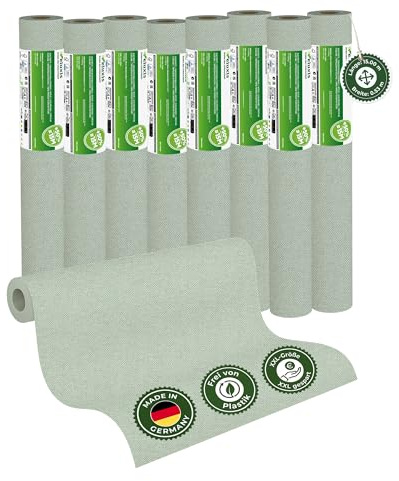 Veluxis Vliestapete 8er-Set UNI einfarbig Salbeigrün – 15,00 m × 0,53 m | matt, waschbeständig, stoßfest, Made in Germany