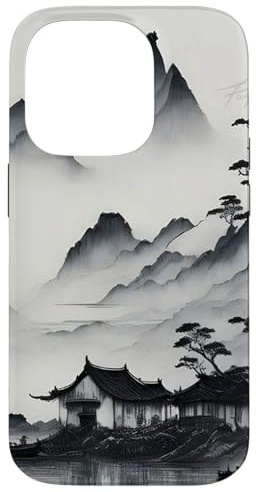 japanese retro landscape in minimalist 90's Tokyo Streetwear Case for iPhone 14 Pro