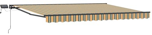 vidaXL Manueller Markisenrahmen mit LEDs Grün, Gelb, Anthrazit 4 x 3 m, Verstellbare Sonnenschutzplane, Outdoor-Pavillon, LED-Schatten, moderner Garten-Schirm, wetterfesten Terrassenschutz