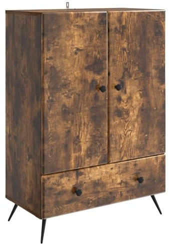 vidaXL Sideboard Geräucherte Eiche 66 x 34,5 x 95 cm Holzwerkstoff, Eleganter Wohnzimmerschrank, vielseitiger Buffetstauraum, modernes Sideboard für stilvolles Zuhause