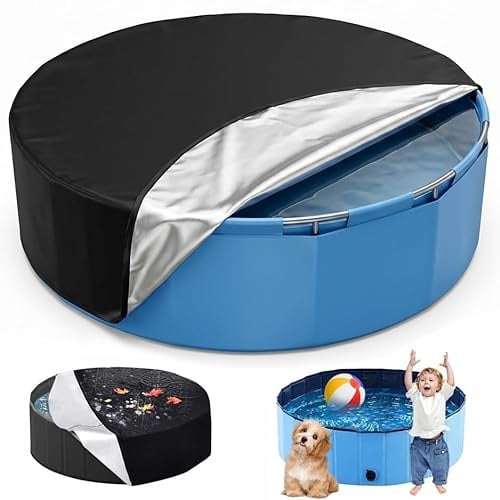 Hundepool Abdeckung 160cm mit Gummizug, Runde Poolabdeckung aus 210D Oxford Gewebe, wasserdicht, UV-beständig, staubdicht und reißfest, für Hundepool, Kinderpool, Planschbecken und Gartenpool