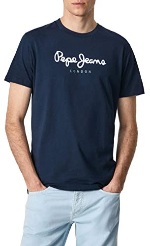 Pepe Jeans Eggo Men's T-Shirt Regular Fit Short Sleeve Blue (Navy), XXL