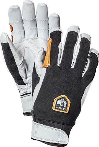 Hestra Ergo Grip Active Handschuh, Leder, winddicht, 5-Finger, langlebig, Outdoor-Handschuh zum Skifahren, Wandern, Kajak und Rucksackreisen, Schwarz/Offwhite 8