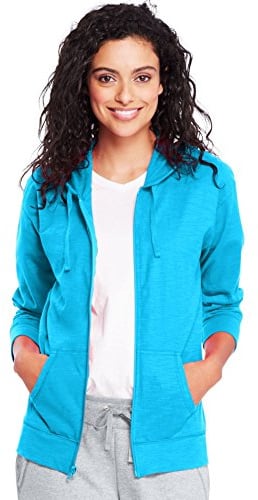 Hanes Womens Slub Knit Full-zip Hoodie, Textured Cotton Zip-up T-shirt For Fashion-hoodies, Process Blue, X-Large US