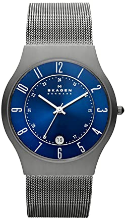 Skagen Men's Sundby Three-Hand Date Charcoal Gray Titanium Mesh Band Watch (Model: 233XLTTN)