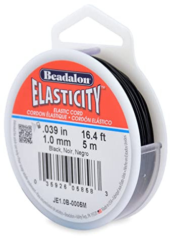 Beadalon - Cordino elastico Elasticity, diametro 1,0 mm, 5 m, nero