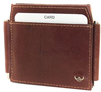 Golden Head Geldklammer, 11x9 cm, Braun, Unisex, Leder, Clip-Funktion, Zweifarbiges Design, Edles Rindleder