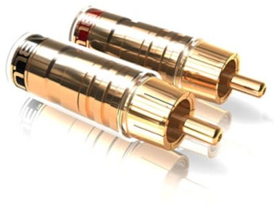 VIABLUE TS Cinchstecker/RCA * 24 Karat echtvergoldet * transparente Isolationshülse * 2 Paar (4 Stück)