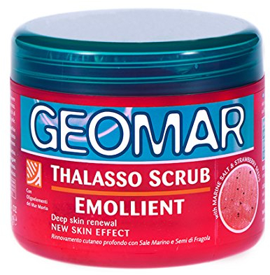 GEOMAR | Emollientes Thalasso Peeling, Tiefenerneuerung der Haut, Neuer Hauteffekt, mit Meersalz, Erdbeerkernen und Spurenelementen aus dem Toten Meer, Made in Italy, 600 g