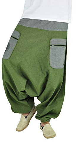 virblatt - Haremshose Herren & Haremshose Damen | Baumwolle | Aladinhose Damen Goa Hose Herren Hippie Hose Pluderhose