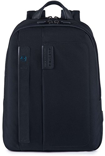 PIQUADRO P16 Zaino piccolo in tessuto e pelle porta PC 14 a due scomparti