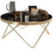Wohnling Couchtisch Ø 82 cm Schwarz Gold Beistelltisch Metall/Glas, Tisch mit Glasplatte, Ablagetisch modern, Großer Wohnzimmertisch, Glastisch mit Metallgestell