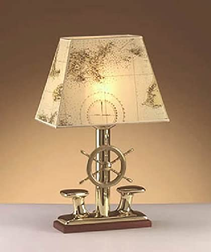 Licht-Erlebnisse Maritime Lampe Messing Papier Schirm Nautik Nachttischlampe Schreibtisch Tischleuchte NAUSICA