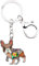 BONSNY Emaille Metall Herz Strass Französische Bulldogge Schlüsselanhänger für Frauen Kinder Auto Handtasche Ringe Charms Haustiere Geschenk (Braun)