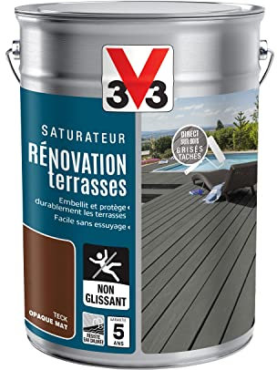 V33 Saturateur Rénovation Terrasses Et Bardages, Teck 5L