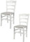 t m c s Tommychairs - 2er Set Stühle Cuore für Küche und Esszimmer, Robuste Struktur aus Buchenholz, deckend Weiss lackiert und gepolsterte Sitzfläche mit Stoff in der Farbe Perlgrau bezogen