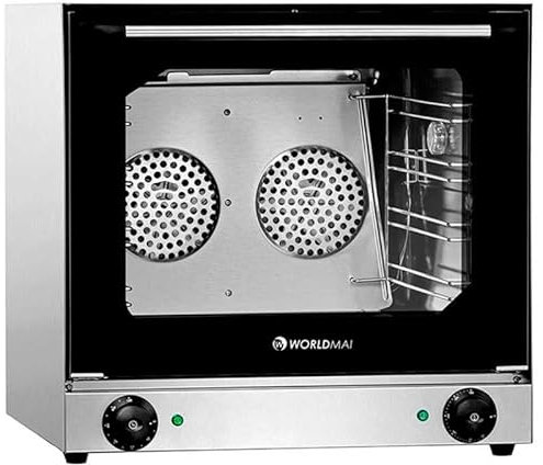MBH - Horno de pan eléctrico profesional 4 bandejas 435x315 mm para hostelería. Horno industrial de doble turbinas para panadería y pastelería.