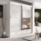 Texas Modern Bedroom Sliding Wardrobe with LED Lights - Ample Storage Space and Sleek Design comes in White/Grey/Black and Width 205cm/256cm (White, 205cm).
