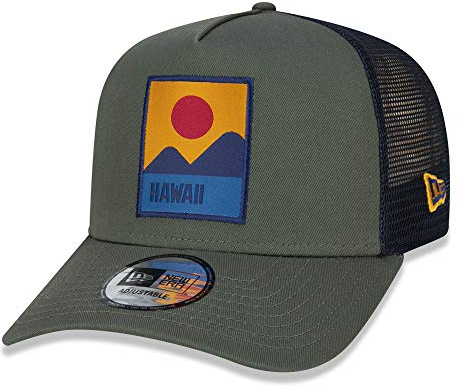 New era Hawaii Summer Patch Brown A-Frame Adjustable Trucker Cap - One-Size